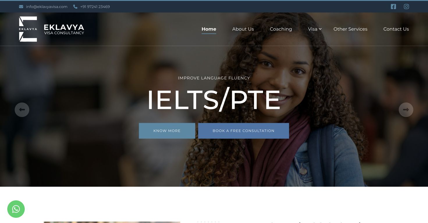 Eklavya Visa Consultancy website preview