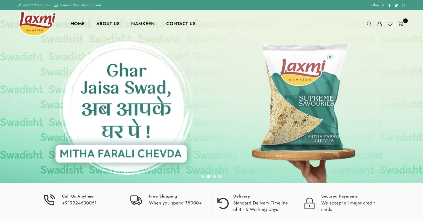 Laxmi Namkeen website preview