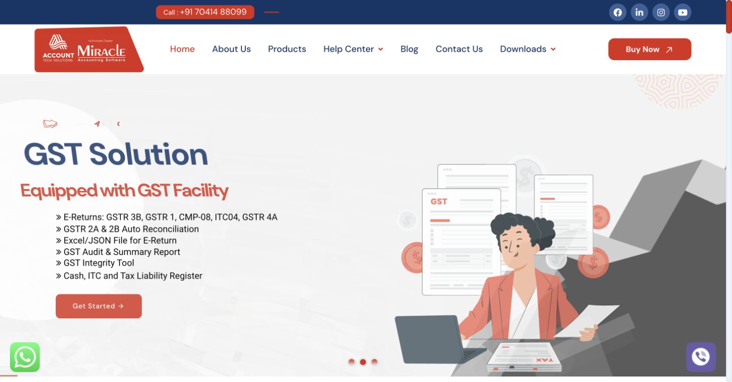 Miracle Accounting Software website preview
