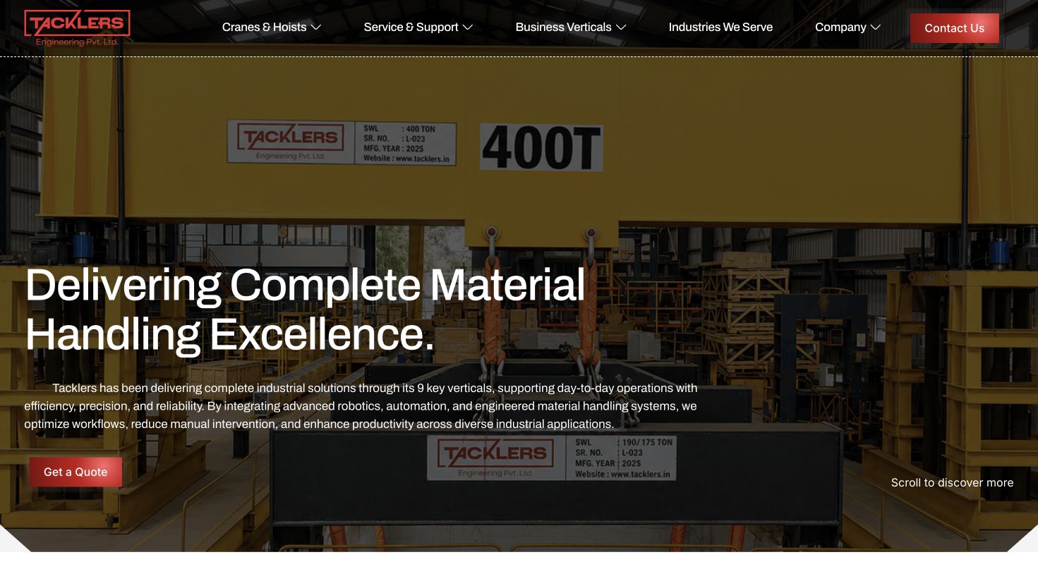 Tacklers Engineering website preview